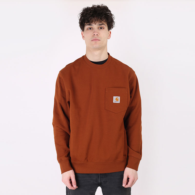 мужская коричневая толстовка Carhartt WIP Pocket Sweat I027681-brandy - цена, описание, фото 3